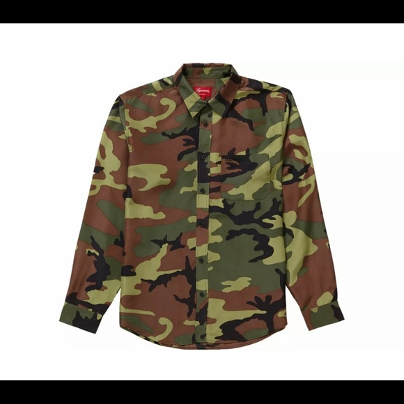 New Supreme silk camo shirt woodland camo